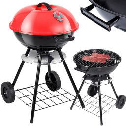 Prenosný záhradný gril s kolieskami a vekom 50 cm