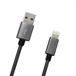 MobilNET Dátový a nabíjací kábel USBLightning, 2A, 1m, sivý KAB-0099-USB-LIGHT