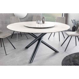 LuxD Okrúhly jedálenský keramický stôl Ganya 150 cm biely