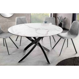 LuxD Okrúhly jedálenský keramický stôl Halia 120 cm biely