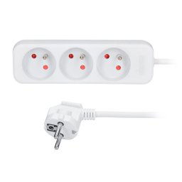 Solight Biely predlžovací kábel, 3 zásuvky, 1.5m PP01