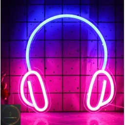 HEADPHONES (Slúchadlá) - Neonové LED svietiace logo na stenu
