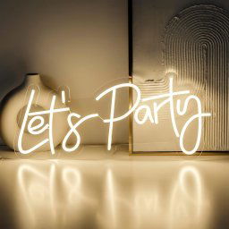 LETS PARTY - LED svetelný nápis reklama - neon logo na stenu visiace