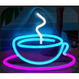 Coffe (Šálka kávy) - Svietiaca LED neon reklama na stenu visiaca