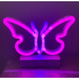 Motýľ (BUTTERFLY) - Svietiace neonové LED logo na podstavci