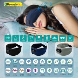 Sluchadla na spanie Bluetooth (3D škraboška proti hluku) s časovačom + 20 upokojucich zvukov + 4 melódie