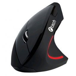 Myš C-TECH VEM-09, vertikální, bezdrôtová, 6 tlačidiel, čierna, USB nano receiver VEM-09