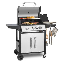Klarstein Tomahawk 3.1 S, plynový gril, 3x3,6kW horák + 2,7 kW bočný horák, 60x45cm, gril, nehrdzavejúca oceľ