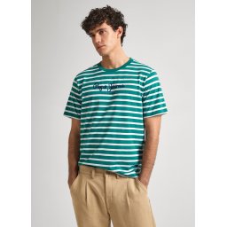 Tričko Pepe Jeans Striped Eggo Jungle Green