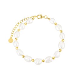 Olivie Strieborný perlový náramok GOLD 8803