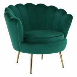 Kondela Kreslo v štýle Art-deco, smaragdová Velvet látka/gold chróm-zlatý, NOBLIN