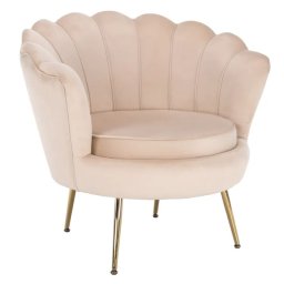 Kondela Kreslo, Art-deco, nohy gold chróm, béžová látka, NOBLIN