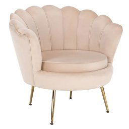 Kondela Kreslo v štýle Art-deco, béžová Velvet látka/gold chróm-zlatý, NOBLIN