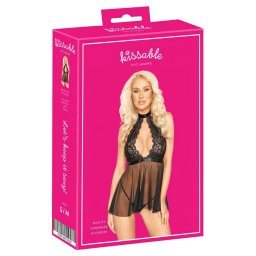 Bozkvaten - ipkovan babydoll s golierom (ierne)