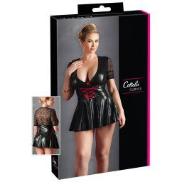 Cottelli Plus Size - leskl aty s ervenm korzetom (ierne) - XXL