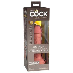 King Cock Elite 6 - realistick vibrtor 15cm (tmav prrodn)