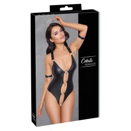 Cottelli Bondage - leskl, otvoren body s krkami (ierne) - M