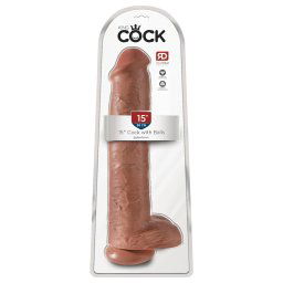 King Cock 15 - obrovsk dildo (38 cm) - tmav prrodn
