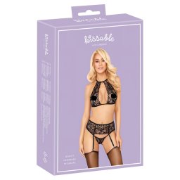 Bozkvan - ipkovan set podprsenky na krku (ierna) - L/XL