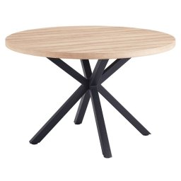 Kondela Jedálenský stôl, okrúhly 120cm, MDF, dub sonoma, čierny, MEDOR