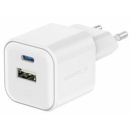 SWISTEN sieťový adaptér GaN 1x USB-C 20 W PD + 1x USB-A 18 W QC, biely 22071100
