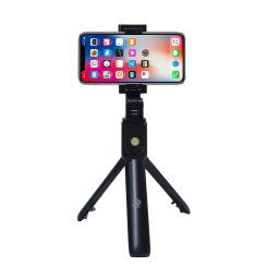 JP Selfie tyč / teleskopická tyč s odnímateľným diaľkovým ovládaním Bluetooth a statívom, S01, čierna