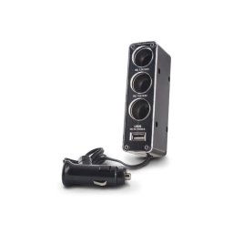 Forever Adaptér pre nabíjačky do auta 1-3 + USB, čierna