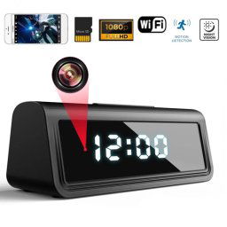Kamera v budíku - Budík s kamerou FULL HD s Wifi + detekcia pohybu + nočné videnie 6 IR LED