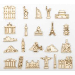 Mini pamiatky (monumenty) - doplnky pre drevenú mapu na stenu 22ks