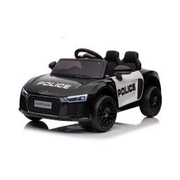 Audi R8 elektrick policajn auto s dvojitm motorom v iernej farbe so sedadlom z ekokoe na diakov ovldanie