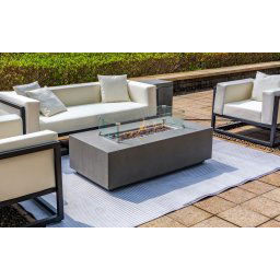 Stol s ohniskom betónový na záhradu či terasu - moderne ohnisko 140x70cm LUXURIO šedý