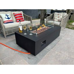 Vonkajšie ohnisko na terasu - plynový stôl s ohniskom 140x70 cm LUXURIO čierne