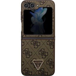 Guess 4G PU Leather Triangle Zadný Kryt pre Samsung Galaxy Z Flip5 Brown GUHCZF5P4TDPW