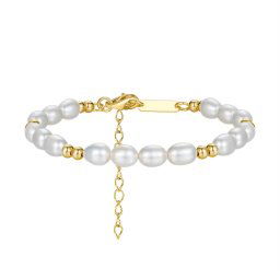 Olivie Strieborný perlový náramok GOLD 9054
