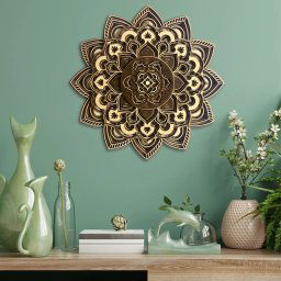 Mandala na stenu - Drevená mandala nástenná ako obraz (dekorácia) z dreva 3D - Ruža