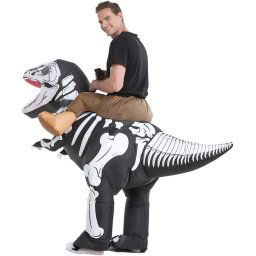 Nafukovací kostým kostra dinosaura s ventilátorom - Zábavný Halloweensky kostým pre dospelých