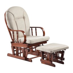 Kondela Hojdacie kreslo s podnožou, drevo orech, béžová látka, TALMAN