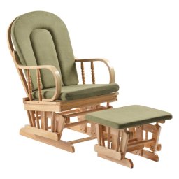 Kondela Hojdacie kreslo s podnožou, prírodné drevo, zelená látka, DALBERT