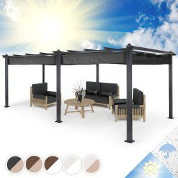 Blumfeldt Pantheon, pergola, prístrešok, 3 x 6 m, hliník, strieška proti slnku, polyester, sivá