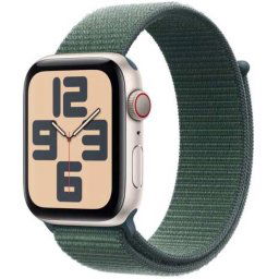 Apple Watch SE GPS + Cellular 40mm Starlight Aluminium Case with Lake Green Sport Loop MXGH3QCA