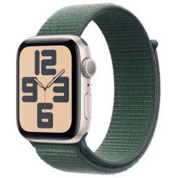 Apple Watch SE GPS + Cellular 44mm Starlight Aluminium Case with Lake Green Sport Loop MXGV3QCA