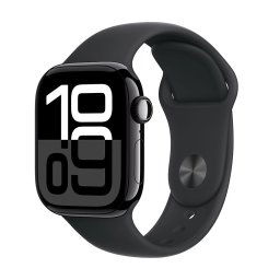 Apple Watch Series 10 GPS + Cellular 42mm Jet Black Aluminium Case with Black Sport Band - SM MWX63QCA