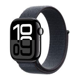 Apple Watch Series 10 GPS + Cellular 42mm Jet Black Aluminium Case with Ink Sport Loop MWX83QCA