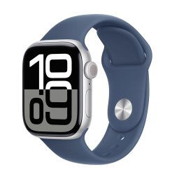 Apple Watch Series 10 GPS + Cellular 42mm Silver Aluminium Case with Denim Sport Band - ML MWX43QCA