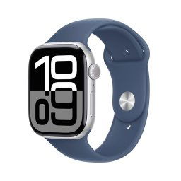 Apple Watch Series 10 GPS 42mm Silver Aluminium Case with Denim Sport Band - ML MWWC3QCA
