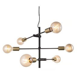 Nordlux Čierno-mosadzný závesný luster Josefine pre žiarovku 6x E27 48933003