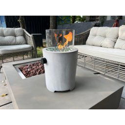 Stolný krb plynový - Betónový stolový biokrb na propán bombu - RENU (43x25cm)