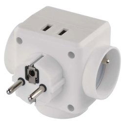 EMOS Biela rozbočovacia zásuvka 3x + 2x USB P0024U