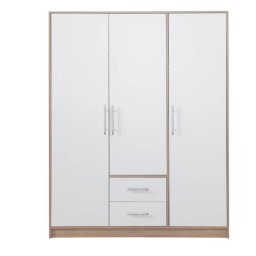 Skriňa, 150cm, kombinovaná, dub sonoma, biela, SMART SR2