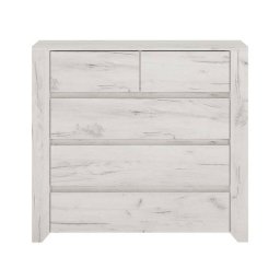 Komoda, 84cm, 5-zásuvková, dub white craft, HESTRA TYP 43